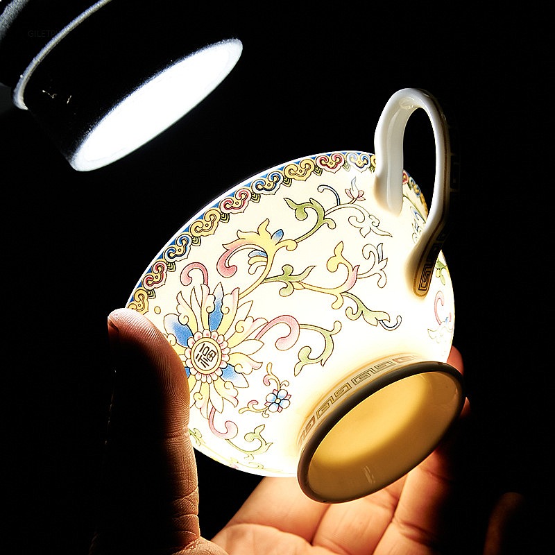 Coffee Tea Festival - Enamel Relief Porcelain Afternoon Tea Cup