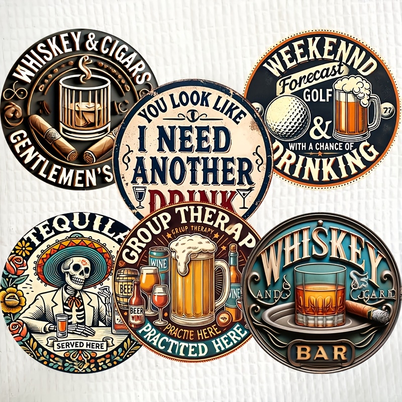 Coffee Y Tea - 6pcs 10cm Wooden Vintage Beer Themed