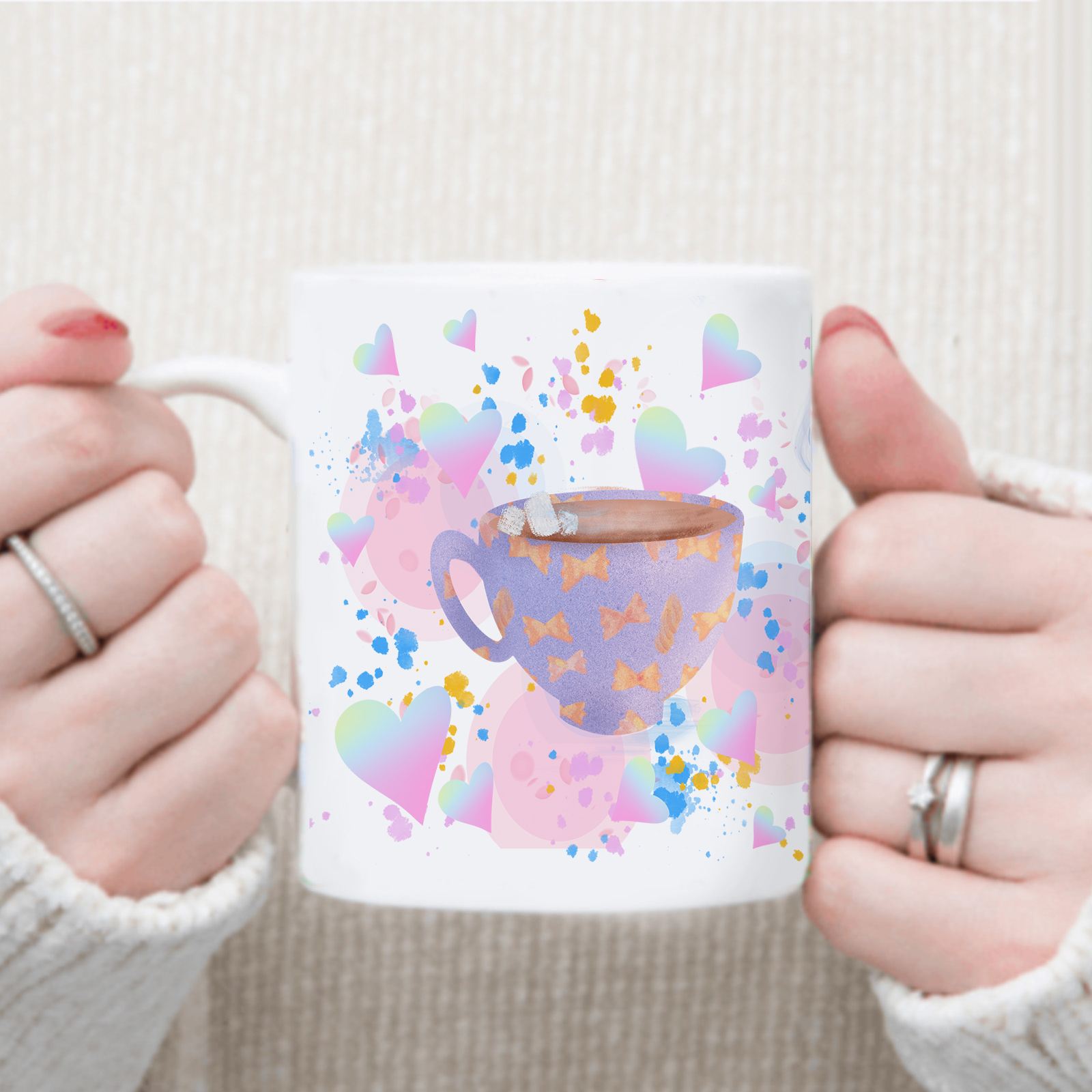 Coffee Tea Festival - 11oz Festive Ceramic Mugs with Handle