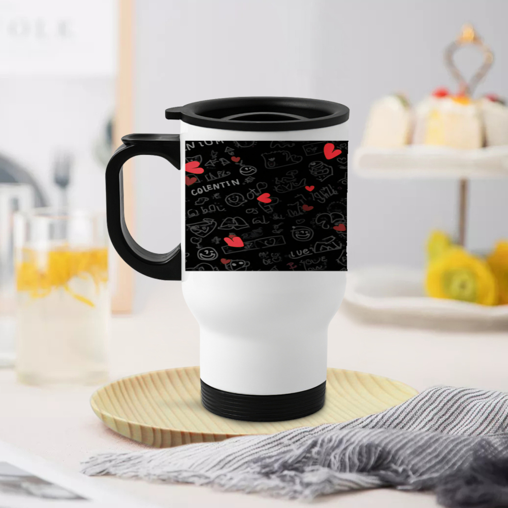 Travel Mug With Chalkboard Des - Coffee Tea Or 评论和价格