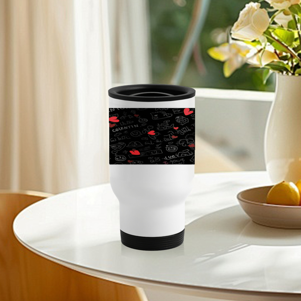 Travel Mug With Chalkboard Des - Coffee Tea Or 评论和价格