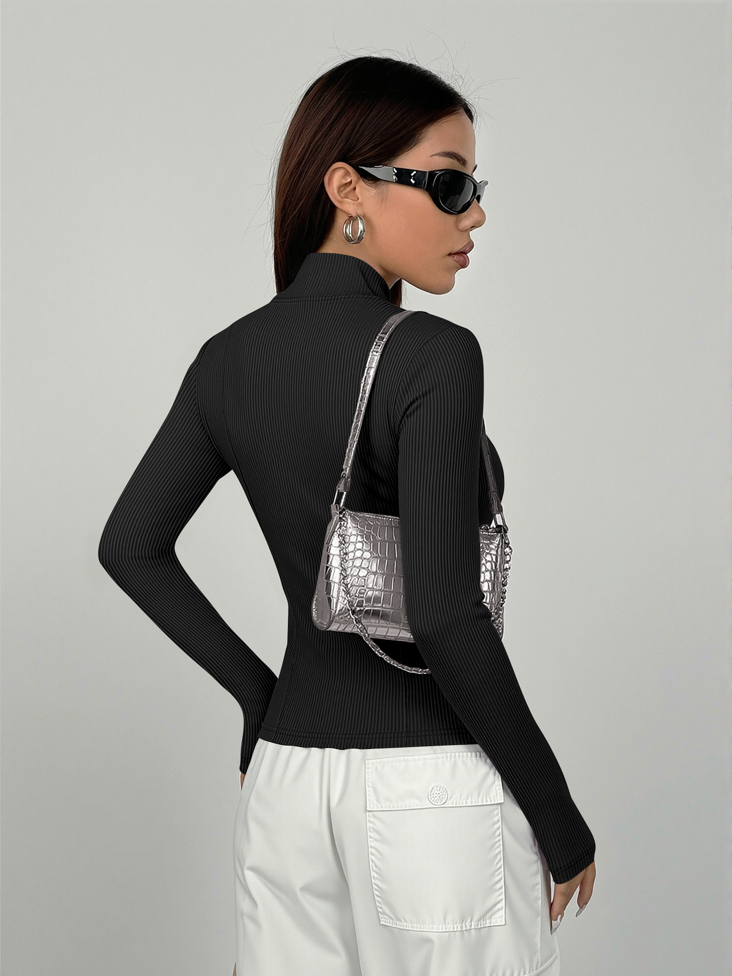 Everyday Ribbed High Neck Zip- - Coffee & Tea Collective 评论和价格