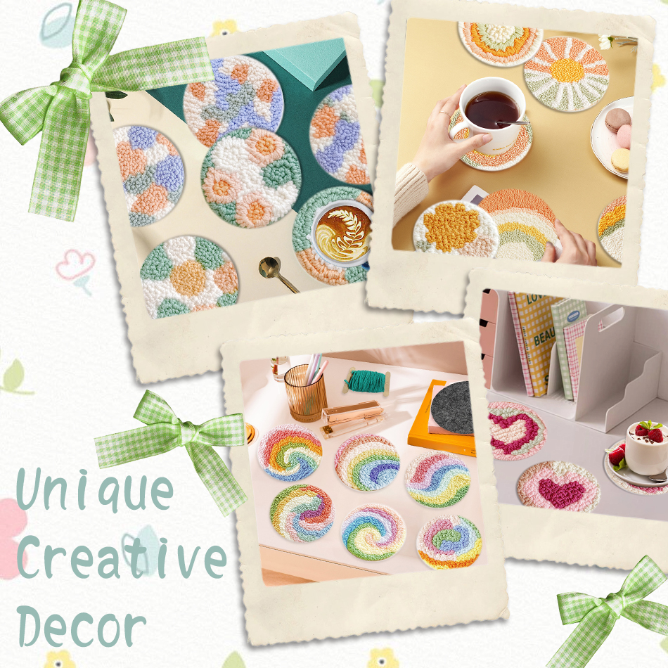 6 Pcs Flower Punch Needle Coas - Tea Coffee Set Up 评论和价格