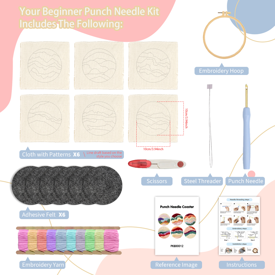 6 Pcs Flower Punch Needle Coas - Tea Coffee Set Up 评论和价格