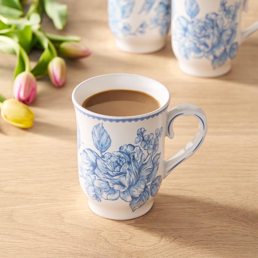 Elegant Blue Stoneware Coffee  - Coffee Tea Or 评论和价格