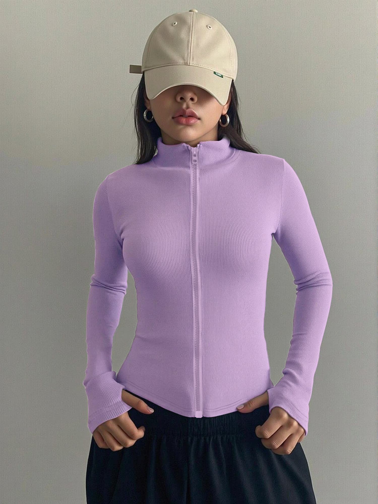 Casual Ribbed High Neck Zip-Up - Coffee & Tea Collective 评论和价格
