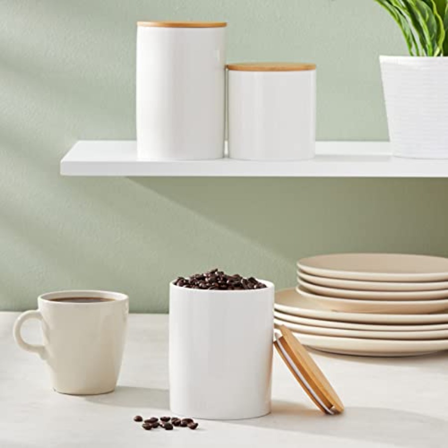 Ceramic Canisters - Coffee Can - Coffee Tea Sugar 评论和价格