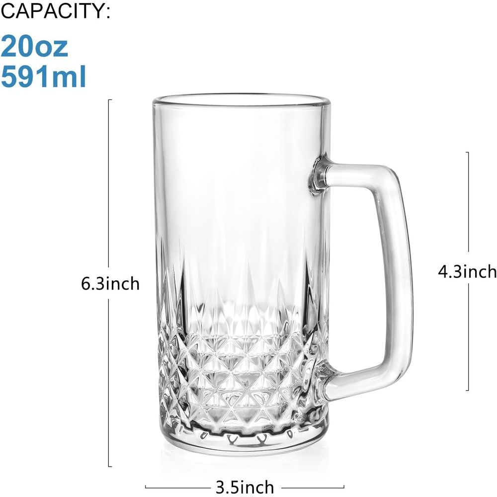 20 oz Heavy Glass Mugs Set of  - Coffee Tea Or 评论和价格