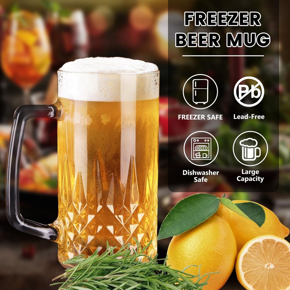 20 oz Heavy Glass Mugs Set of  - Coffee Tea Or 评论和价格