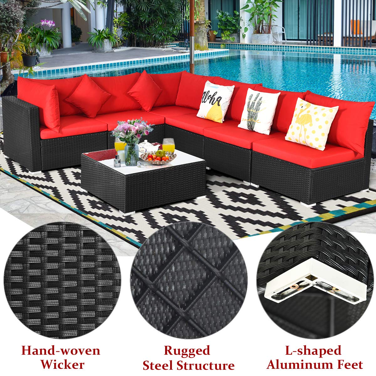 7 Pieces Patio Furniture Set,  - Coffee Tea Garden 评论和价格