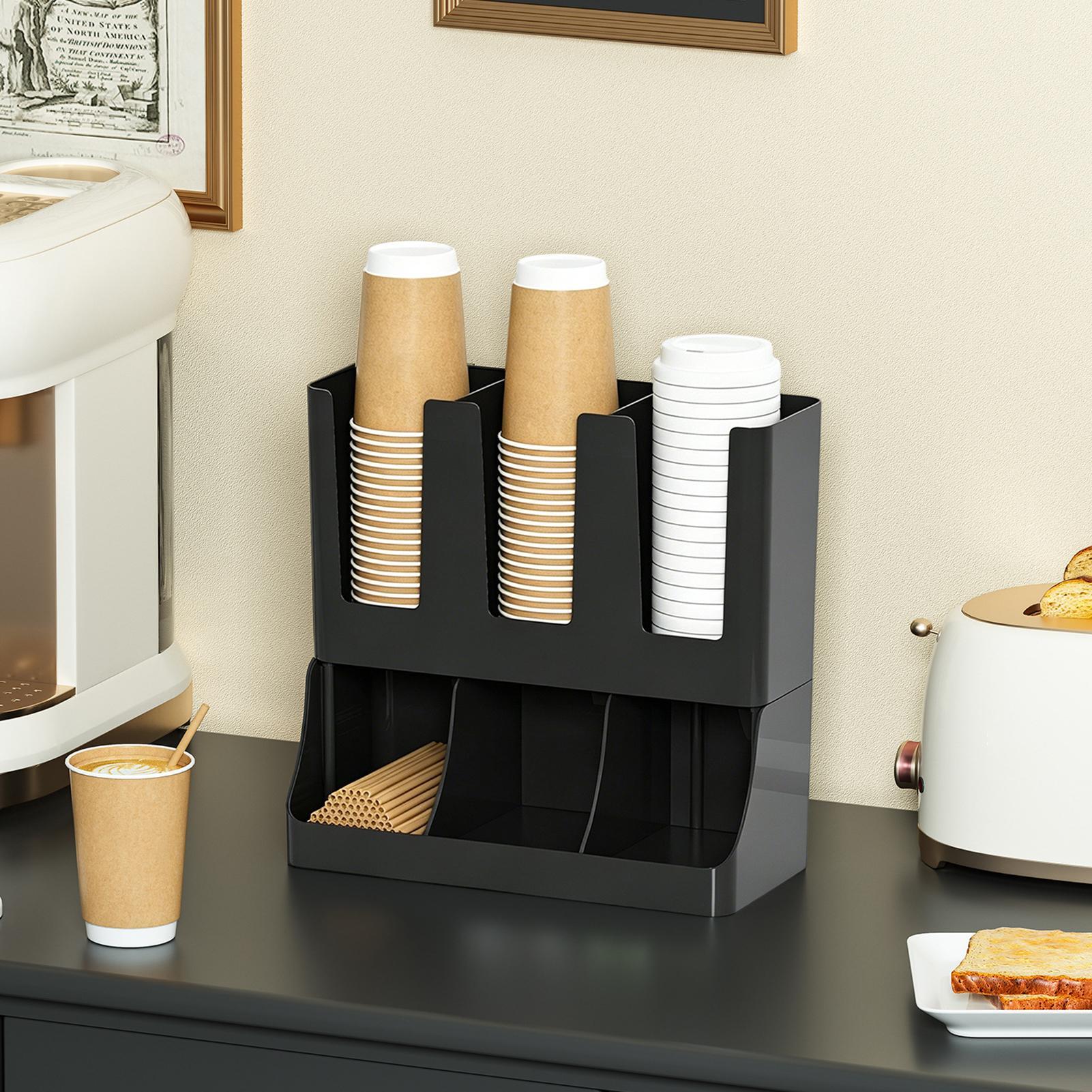 Coffee Bar Organizer 6-Compart - Tea Coffee Set Up 评论和价格